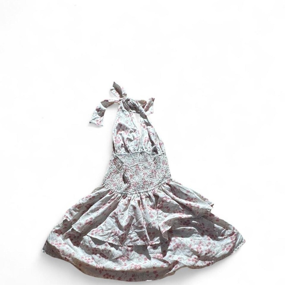 Pink Floral Smocked Tie Strap Mini Dress đ¸ - Picture 3 of 3